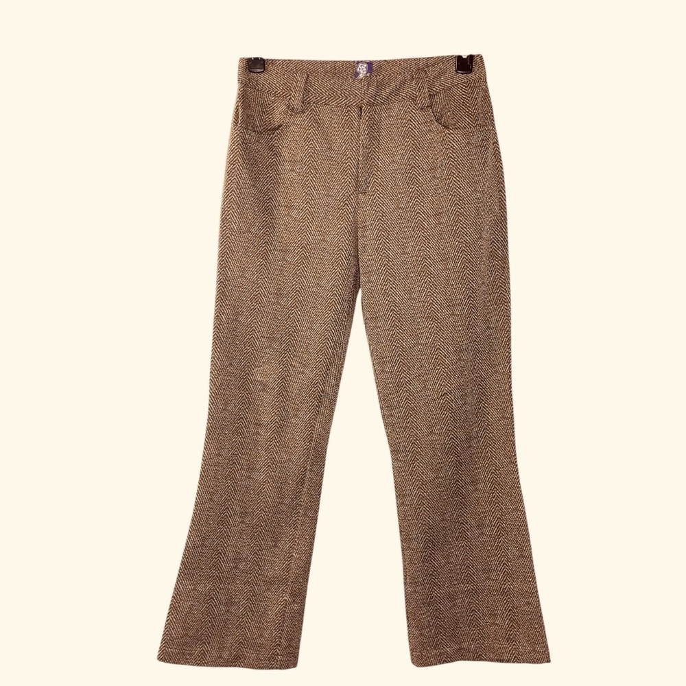 Free People Women's Trousers Brown Herringbone Flare Pants size 9/10
